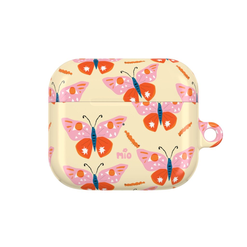 Butterfly parade in Pastel, pink butterfly airpod case AirPod Case airpod case by MioDoi Illustraion whimsical airpod case for your fashion