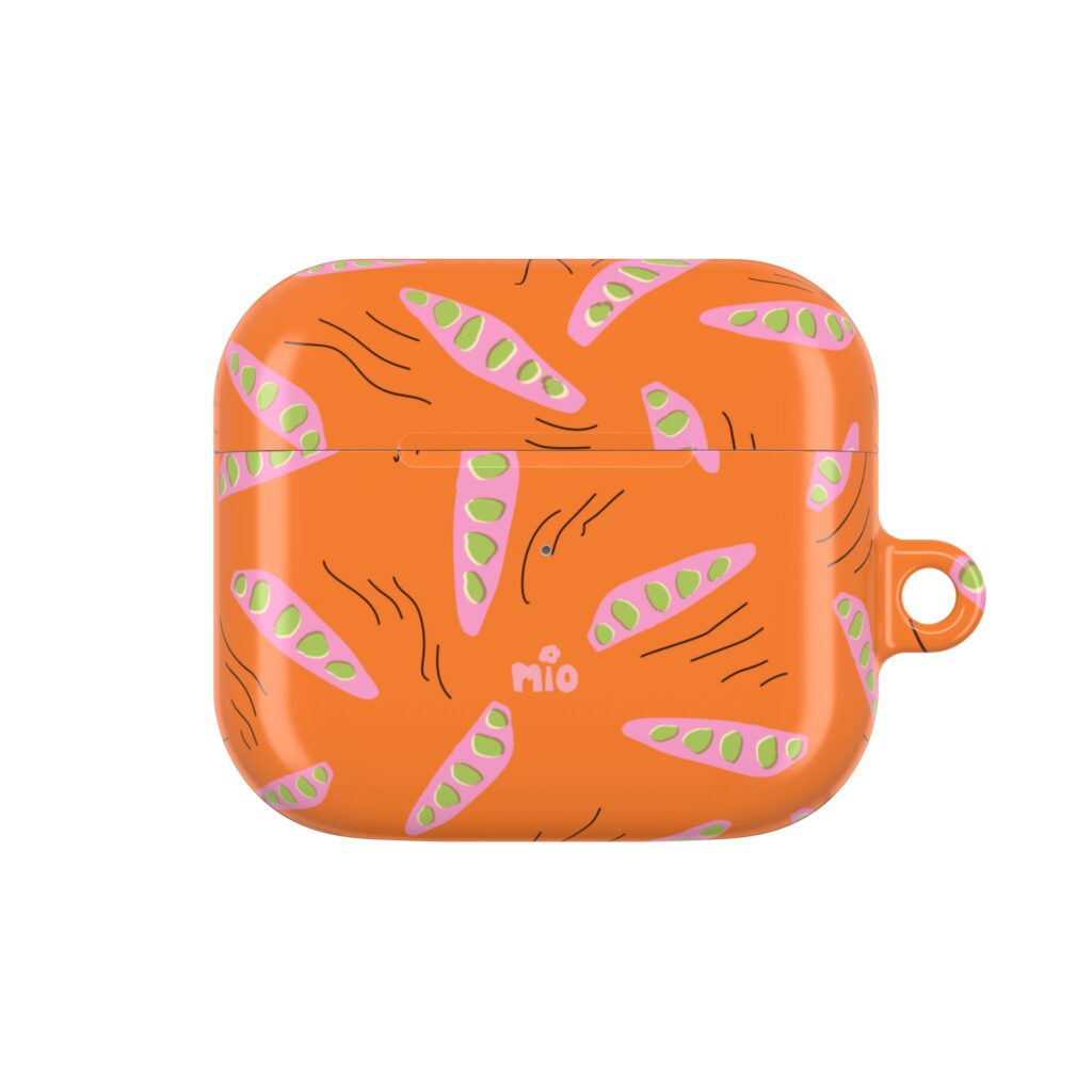 Tangerine-Peas, Orange airpod case AirPod Case airpod case by MioDoi Illustraion whimsical airpod case for your fashion
