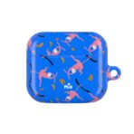 Protect your AirPods with this fun AirPod case featuring a cheerful pink monkey playing with bananas on a bold blue background. This fun AirPod case is perfect for retro, creative, and bold personalities. Artwork by miodoi illustration.