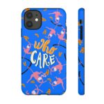 Add a splash of humor and color to your phone with the Who Cares funny monkey phone case, perfect for creative, bold, and funny people. Compatible with iPhone, Google Pixel, and Samsung Galaxy phones. Artwork by Miodoo Illustration
